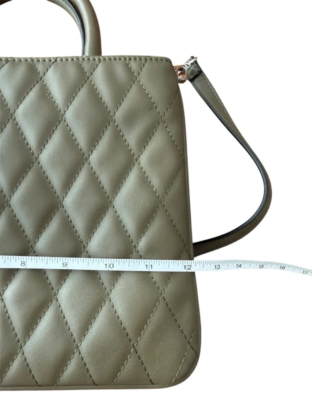 Guess Quilted Olive Top Handle Crossbody Bag - Picture 6 of 12